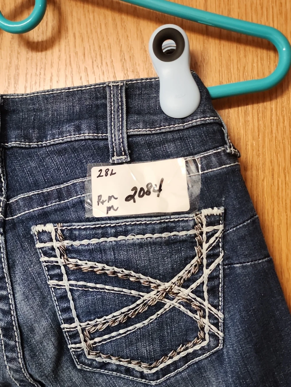 Ariat Women's Dark Blue Bootcut Jeans with Contrast Stitching 28L number 2084